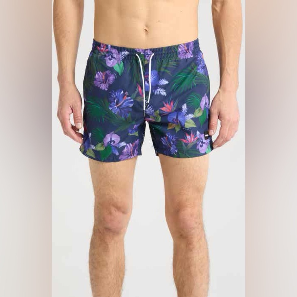 Boss Tortuga Floral Swim Trunks - Purple and Green